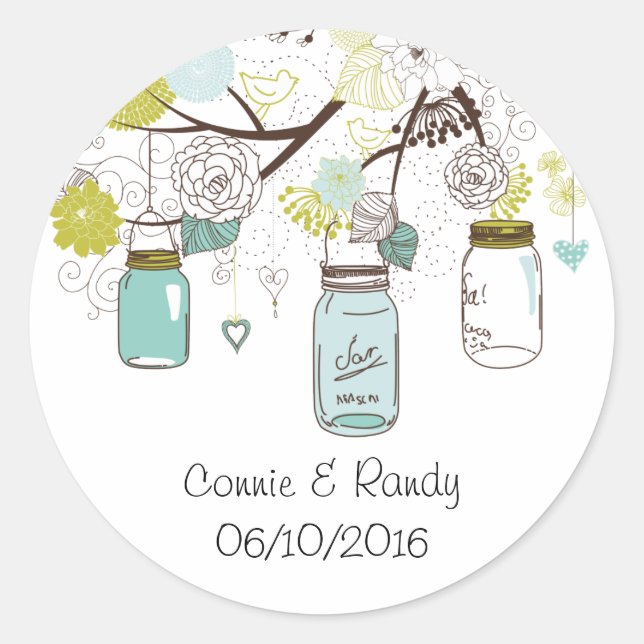 Sticker Mariage rustique Mason bleu Mason (Devant)