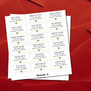 Sticker Mariage simple Elegant Faux Gold Heart Line Étique
