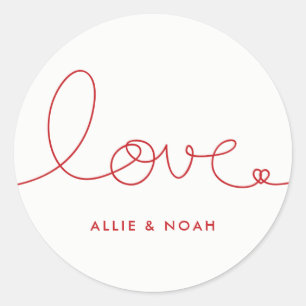 Sticker Mariage simple moderne Red Loopy Love Hear