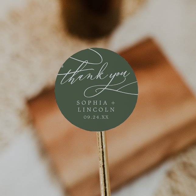 Sticker Mariage SOPHIA Olive Green (SOPHIA Olive Green Wedding Thank You Sticker)