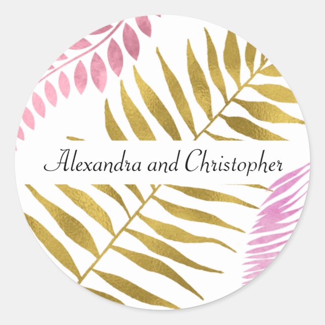 Sticker Mariage Tropical Gold & Gold rose (Devant)