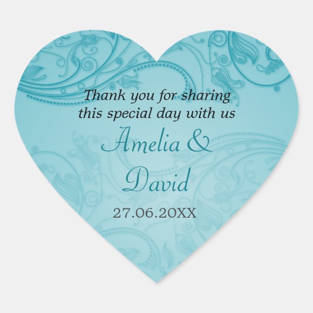 Sticker Mariage Turquoise Flourish (Devant)