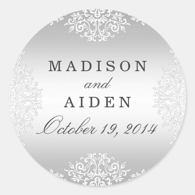 Sticker Mariage Vintage argenté blanc (Devant)