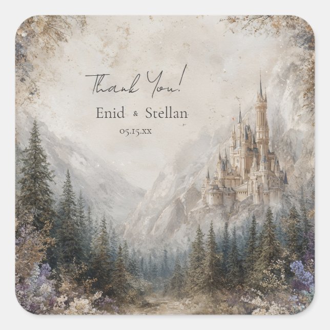 Sticker Mariage Whimsical Castle Forest (Devant)