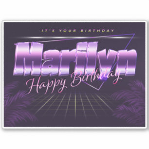 Sticker Marilyn Nom Prénom lila retro Anniversaire de Stic