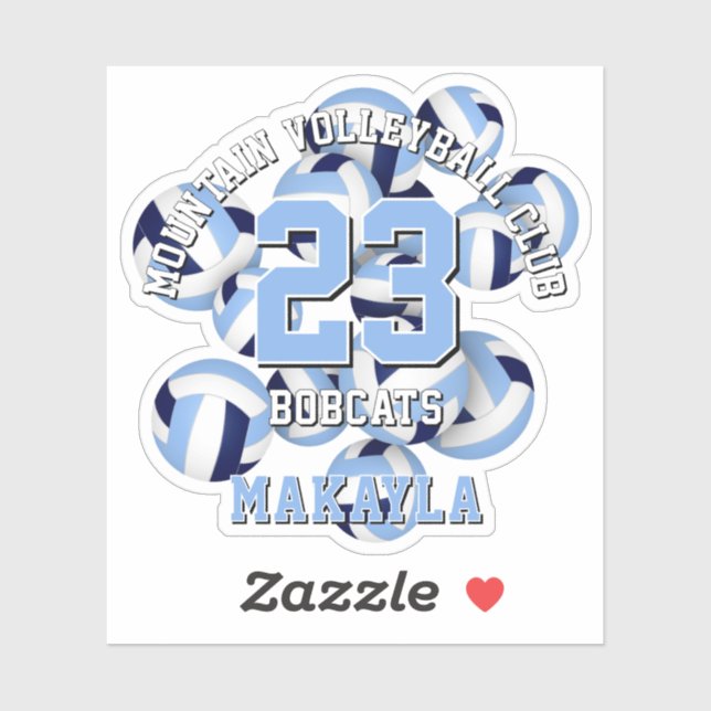 Sticker marine bleu clair volleyballs cluster w nom de l'a (Feuille)