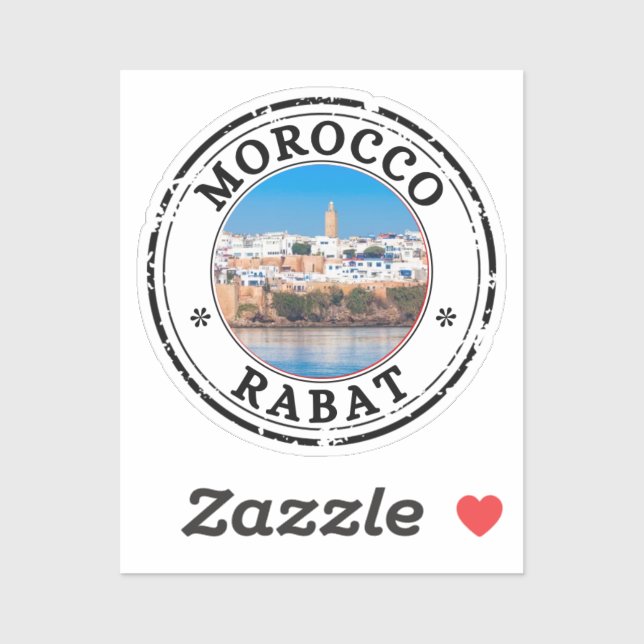 Sticker marocain rabat Sceau Drapeau rond pour ord (Feuille)