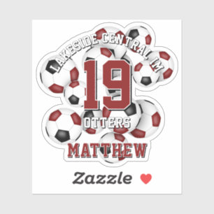 Sticker maroon black socer balls grappe nom de l'équipe