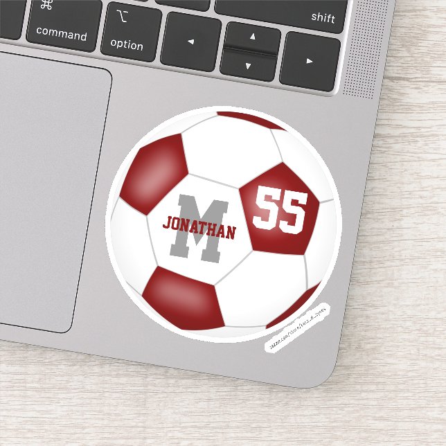 Sticker maroon blanc équipe couleurs garçons filles footba (Détail)