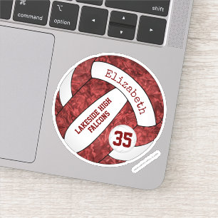 Sticker maroon filles volleyball w nom de l'équipe scolair