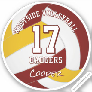 Sticker maroon or volleyball équipe couleurs enfants nom d