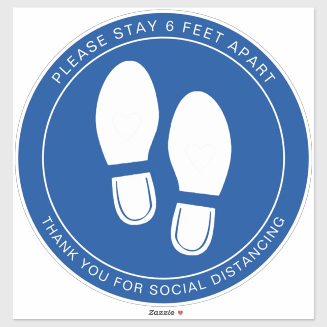Sticker Marqueur de plancher bleu à distance sociale (Feuille)