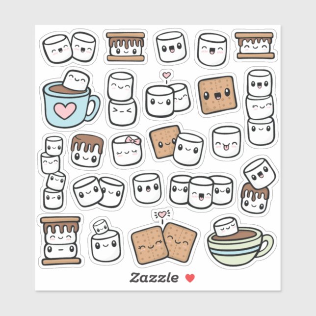 Sticker Marshmallow traite le vinyle (Feuille)