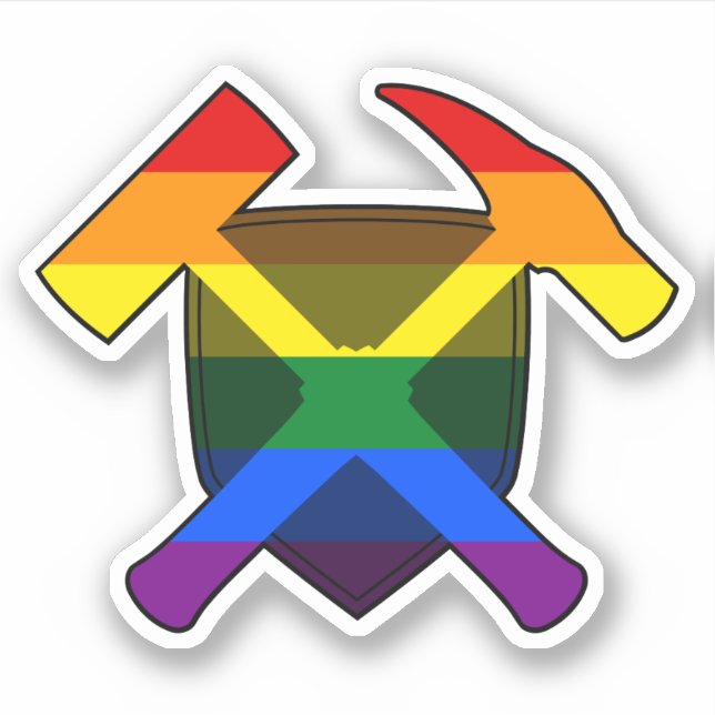 Sticker Marteau de rock et drapeau arc-en-ciel LGBT du géo (Devant)
