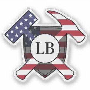 Sticker Marteaux de géologue avec vos initiales sur un Vin