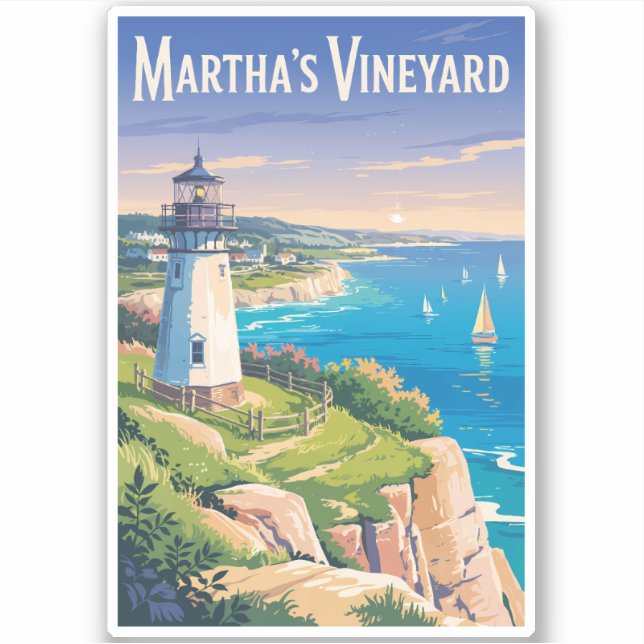 Sticker Martha’s Vineyard Massachusetts Lighthouse Travel (Devant)