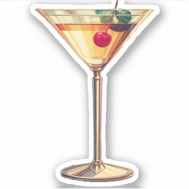 Sticker Martini Cherry moderne du milieu du siècle (Devant)