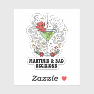 Sticker Martinis & Bad Decisions Devil Cocktail Funny 