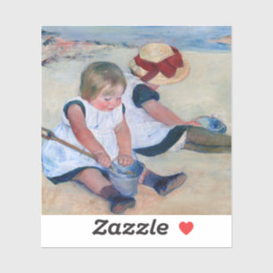 Sticker Mary Cassatt Enfants Jouant sur la Plage 1884 