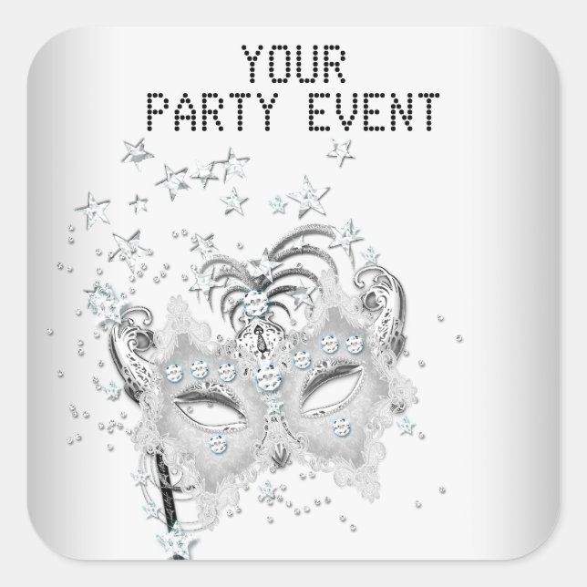 Sticker MASK White Silver Party (Devant)