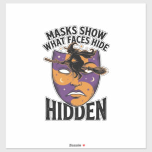 Sticker Masque de sorcière vintage Illusion de visage Hall