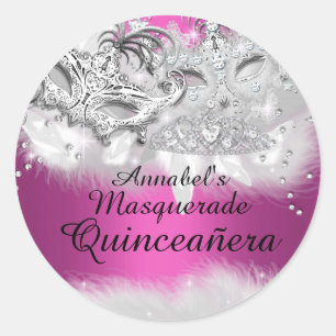 Sticker Masquerade Quinceanera Hot Pink