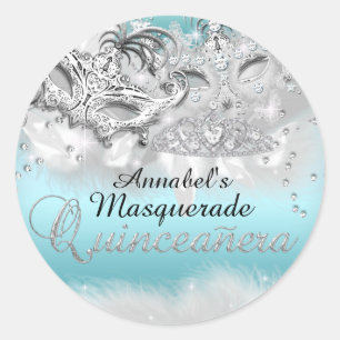 Sticker Masquerade Sparkle Argent turquoise Quince