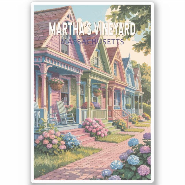 Sticker Massachusetts de Martha's Vineyard Illustration Re (Devant)