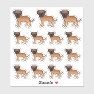 Sticker Mastiff Anglais Chien de Dessin Animé Mignon Abric