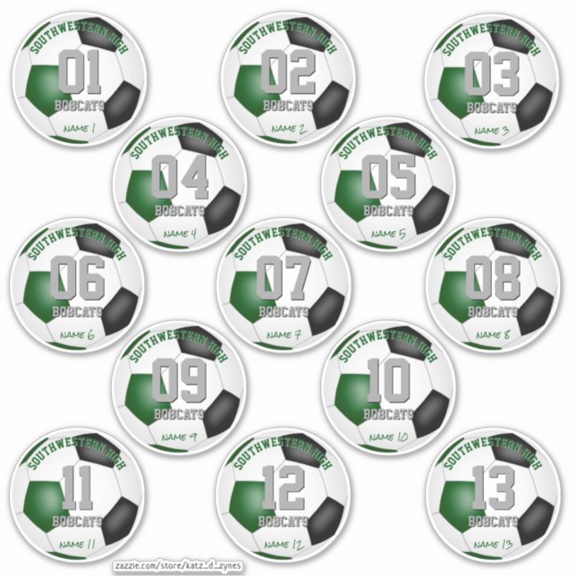 Sticker match de football féminin de garçons noirs verts (Devant)