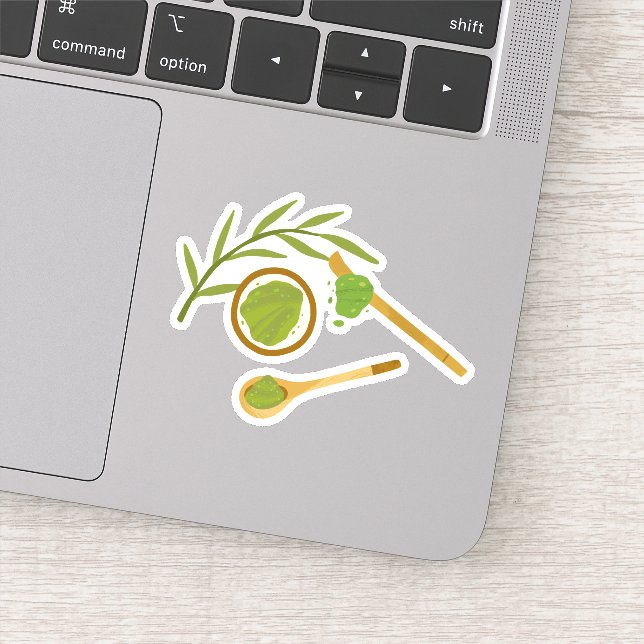 Sticker Matcha boba thé vert, poudre matcha (Détail)