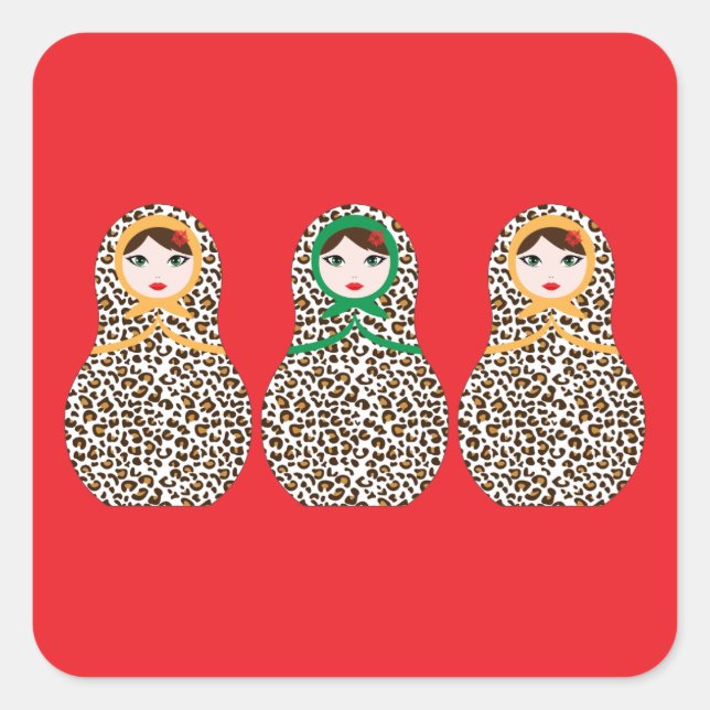 Sticker Matryoshka Imprimé Cheetah (Devant)