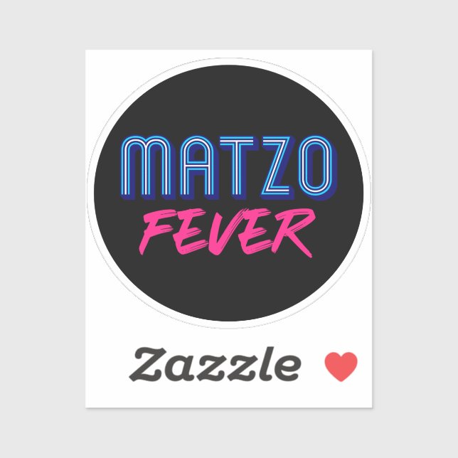 Sticker Matzo Fever bleu rose rétro Slogan juif (Feuille)