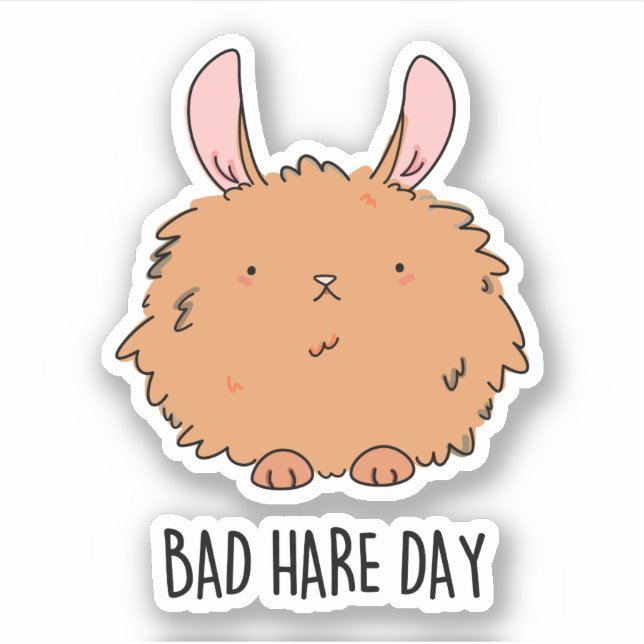 Sticker Mauvaise journée de lièvre amusant jeu de lapin (Devant)