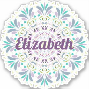 Sticker Mauve, Rose, Vert Scandinave Folk Art Mandala