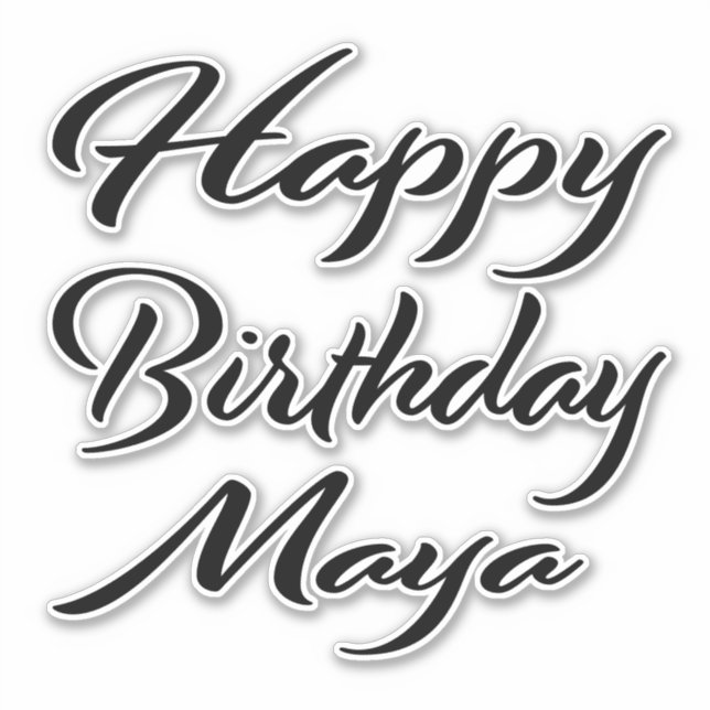 Sticker Maya Nom Prénom Anniversaire de la Broderie noire (Devant)
