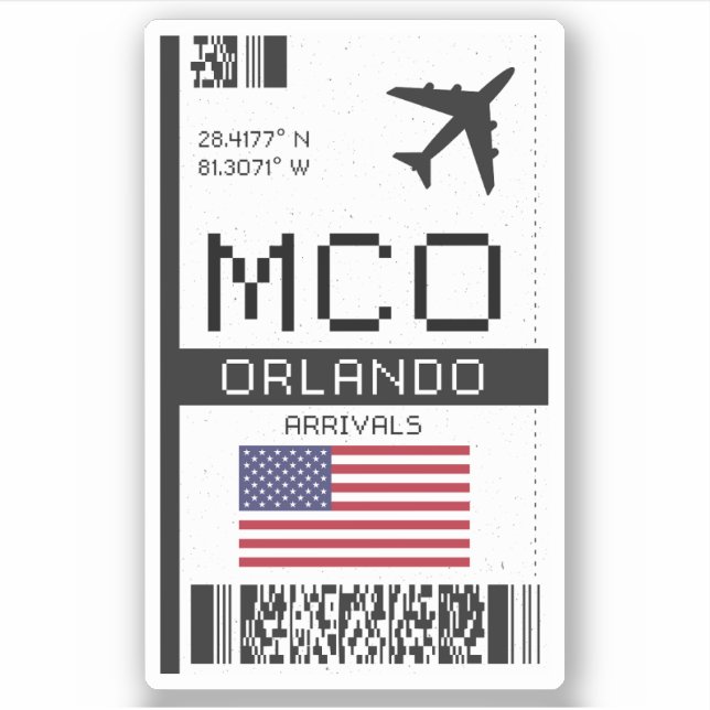 Sticker MCO Orlando, Florida Airport Boarding Pass - USA (Devant)