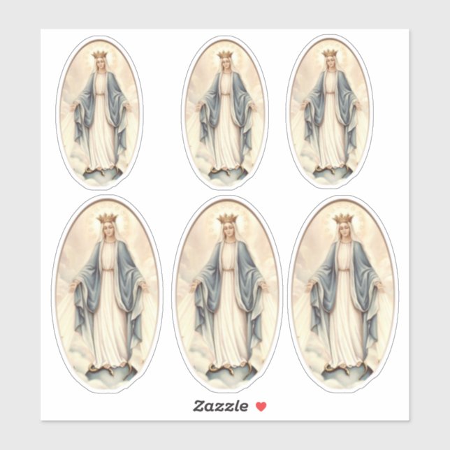 Sticker Médaille Miraculeuse de la Vierge Marie (Feuille)