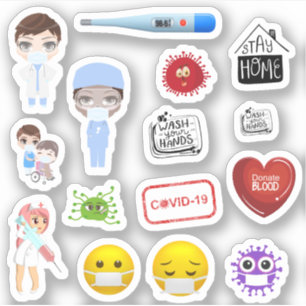Sticker Médicale capud-19 masques d'hôpital corona petit