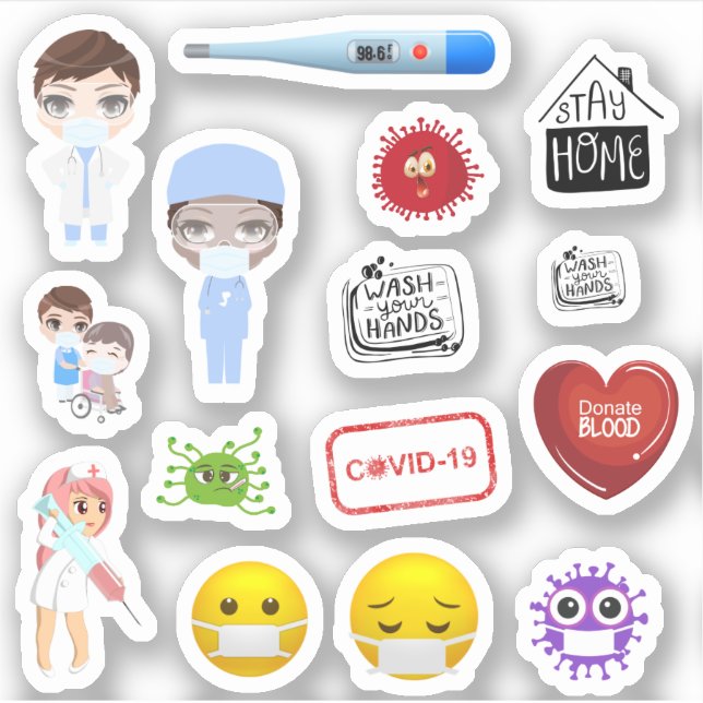 Sticker Médicale covid-19 corona masques d'hôpital petit (Devant)