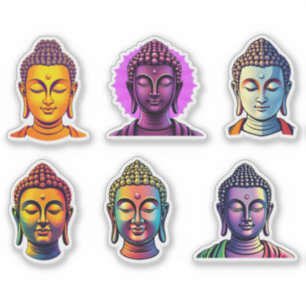 Sticker Méditation colorée Calme Gautama Bouddha