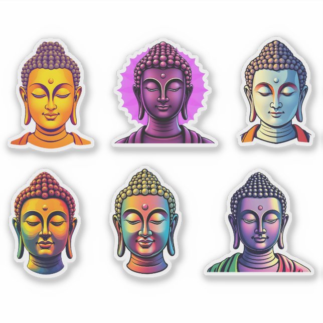 Sticker Méditation colorée Calme Gautama Bouddha (Devant)