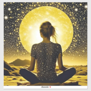 Sticker Méditation féminine sous la lune céleste