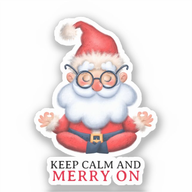 Sticker Méditer Funny Santa Claus Garder Calme Et Joyeux S (Recto)