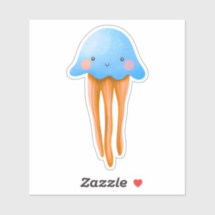 Sticker Méduse bleue et orange mignonne