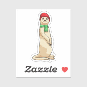 Sticker Meerkat avec Casquette et Écharpe