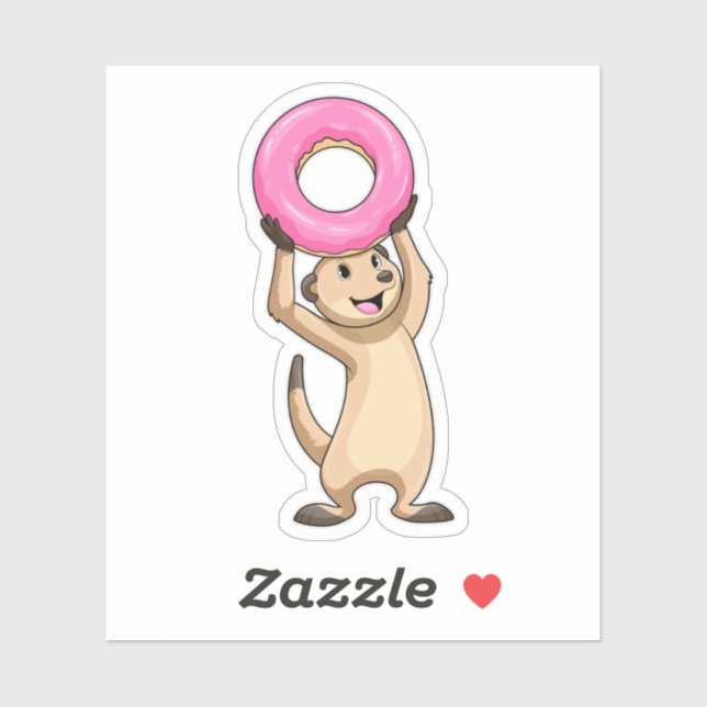 Sticker Meerkat avec Donut (Feuille)