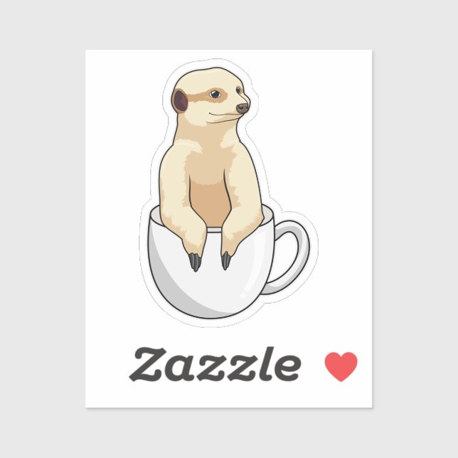 Sticker Meerkat avec la coupe du café (Feuille)