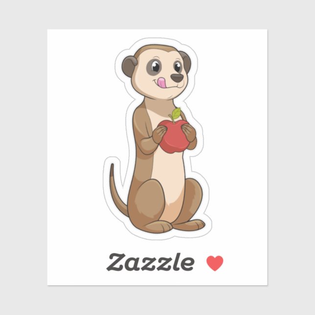 Sticker Meerkat avec pomme (Feuille)