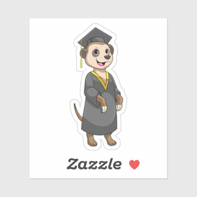 Sticker Meerkat comme étudiant avec diplôme (Feuille)